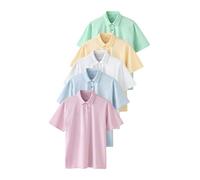 NEXT Homme Polo Standard en Jersey à Manches Courtes, Lot de 5 Blue/Yellow/Pink/Grey/Green Pastel XL