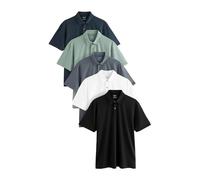 NEXT Homme Polo Standard en Jersey à Manches Courtes, Lot de 5 Bleu Marine/Brun/Gris/Blanc/Vert Sauge L