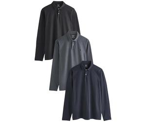 NEXT Homme Polos en Jersey à Manches Longues, Lot de 3 | Coupe regular