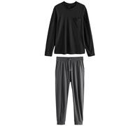 NEXT Homme Pyjama à Manches Longues 100% Coton Noir/Gris M