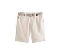 Next Homme Short Chino en Coton et Lin avec Ceinture fournie Grège 36