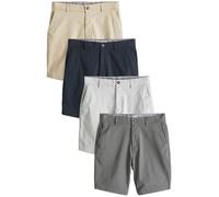 NEXT Homme Short Chino Slim Stretch, Lot de 4 Grey/Blue/Stone 34