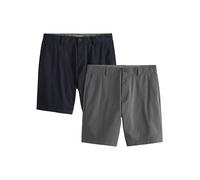 Next Homme Short Chino Stretch Droit, Lot de 2 Bleu Marine/Anthracite 44