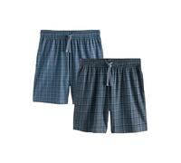 NEXT Homme Short de Pyjama en Jersey à Carreaux, Lot de 2 | Coupe standard, Taille mi-haute, 100 % coton