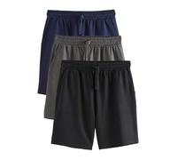 NEXT Homme Short Doux à Envers bouclé, Lot de 3 Bleu Marine/Gris/Noir M