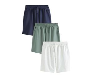NEXT Homme Short Doux à Envers bouclé, Lot de 3 | Coupe standard, Taille mi-haute, Cordon de serrage, 100 % coton