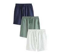 NEXT Homme Short Doux à Envers bouclé, Lot de 3 Marine/Vert/Gris Glace L