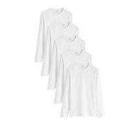 NEXT Homme T-Shirt 100% Coton à Manches Longues à superposer, Lot de 5 Blanc XL