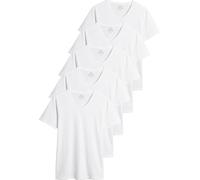 NEXT Homme T-Shirt col V 100% Coton Coupe ajustée, Lot de 5 Blanc XL