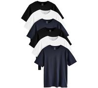 NEXT Homme T-Shirt en Coton Essential Coupe Standard, Lot de 6 Blanc/Noir/Marine L