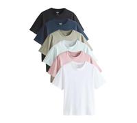 NEXT Homme T-Shirt en Coton Essential Coupe Standard, Lot de 6 | Coupe regular, Tissu léger