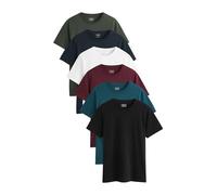NEXT Homme T-Shirt en Coton Essential Coupe Standard, Lot de 6 Marine/Sarcelle/Blanc/Noir/Vert/Bourgogne M