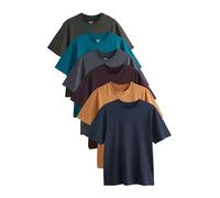 NEXT Homme T-Shirt en Coton Essential Coupe Standard, Lot de 6 Navy/Green/Burgundy Red/Yellow/Slate/Blue M