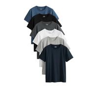NEXT Homme T-Shirt en Coton Essential Coupe Standard, Lot de 6 Noir/Ardoise/Gris Marl/Blanc/Marine/Bleu L
