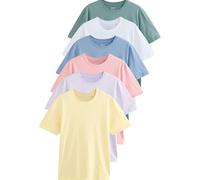 NEXT Homme T-Shirt en Coton Essential Coupe Standard, Lot de 6 Pastels White/Blue/Green/Pink/Yellow/Lilac Purple M