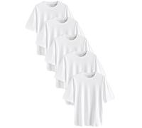 NEXT Homme T-Shirt en Coton Essential décontracté, Lot de 5 Blanc XL