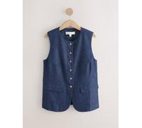 Next Indigo Blue Denim Look Starfish Detail Waistcoat with Linen