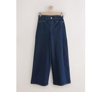 Next Indigo Blue High Rise Flexi Fit Stretch Pull On Wide Leg Jeans