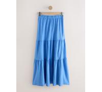 next Jupe longue à volants en coton bleu FR 44 Long (EU 42 L)