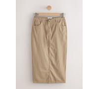 Next Jupe mi-long en mélange coton et lin crème FR 46 Regular (EU 44 R)