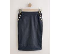 next Jupe mi-long ornée de boutons or bleu FR 56 Regular (EU 54 R)