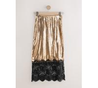 Next Jupe mi-longue à sequin avec bordure en dentelle doré FR 46 Regular (EU 44 R)