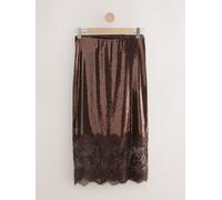 Next Jupe mi-longue à sequins avec bordure en dentelle Marron chocolat 16 R