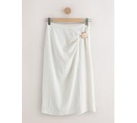 next Jupe portefeuille Maxi en lin crème FR 48 Regular (EU 46 R)
