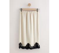 next Jupes mi-longues Satin avec bordure en dentelle crème FR 48 Short (EU 46 S)