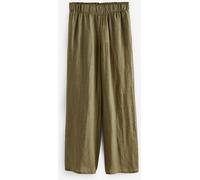 Next Khaki Green 100% Linen Premium Wide Leg Trousers