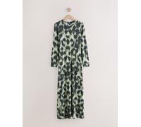 Next Khaki Green Animal Print Jersey A-line Long Sleeve Maxi Dress Khaki Green Animal Print 12