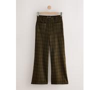 Next Khaki Green Check N. Premium Jersey Patch Pocket Wide Leg Trousers