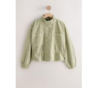 Next Khaki Green Denim Funnel Neck Zip Through Drawstring Jacket