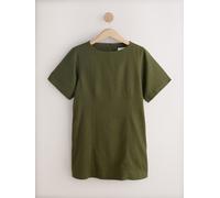Next Khaki Green Linen Blend Button Back Mini T-Shirt Dress Khaki Green EU 46 (UK 18)