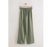 Next Khaki Green Slinky Wide Leg Side Stripe Track Trousers