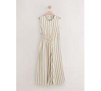 Next Khaki Green Stripe Jersey Midi Dress Khaki Green Stripe EU 44 (UK 16)