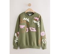 Next Khaki Green Sweatshirt with Appliqué Details