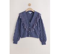 next Lace Trim Gem Button Long Sleeve Cardigan violet S Regular (FR 38-40)