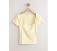 Next Lemon Yellow Slim Fit Short Sleeve Square Neck Soft Touch Slinky Polyamide T-Shirt