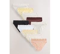 Next Lemon Yellow Spot High Leg Cotton and Lace Knickers 10 Pack