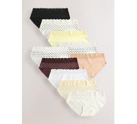Next Lemon Yellow Spot Short Cotton and Lace Knickers 10 Pack