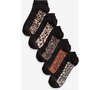 Next Leopard Footbed Trainers Socks 5 Pack