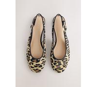 Next Leopard Forever Comfort Round Toe Slingback Flats Leopard EU 42 W (UK 8)