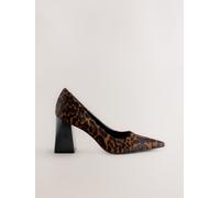 Next Leopard Leather Block Court Heels Leopard EU 38 W (UK 5)