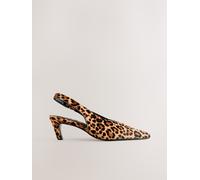 Next Leopard Leather Pointed Toe Slingback Heels Leopard EU 39 (UK 6)