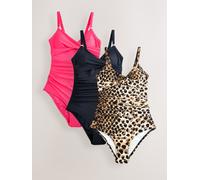Next Leopard/Pink/Black Tummy Control Swimsuits 3 Pack