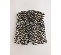 Next Leopard Print Denim Bandeau Waistcoat