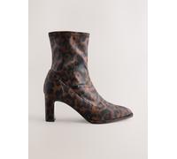 Next Leopard Print Extra Wide Fit Forever Comfort Round Toe Sock Boots