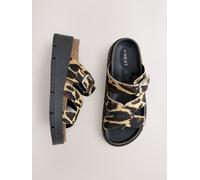 Next Leopard Print Leather Strap Buckle Detail Sandals