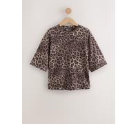 Next Leopard Print Relaxed Boxy Elbow Length Crew Neck T-Shirt